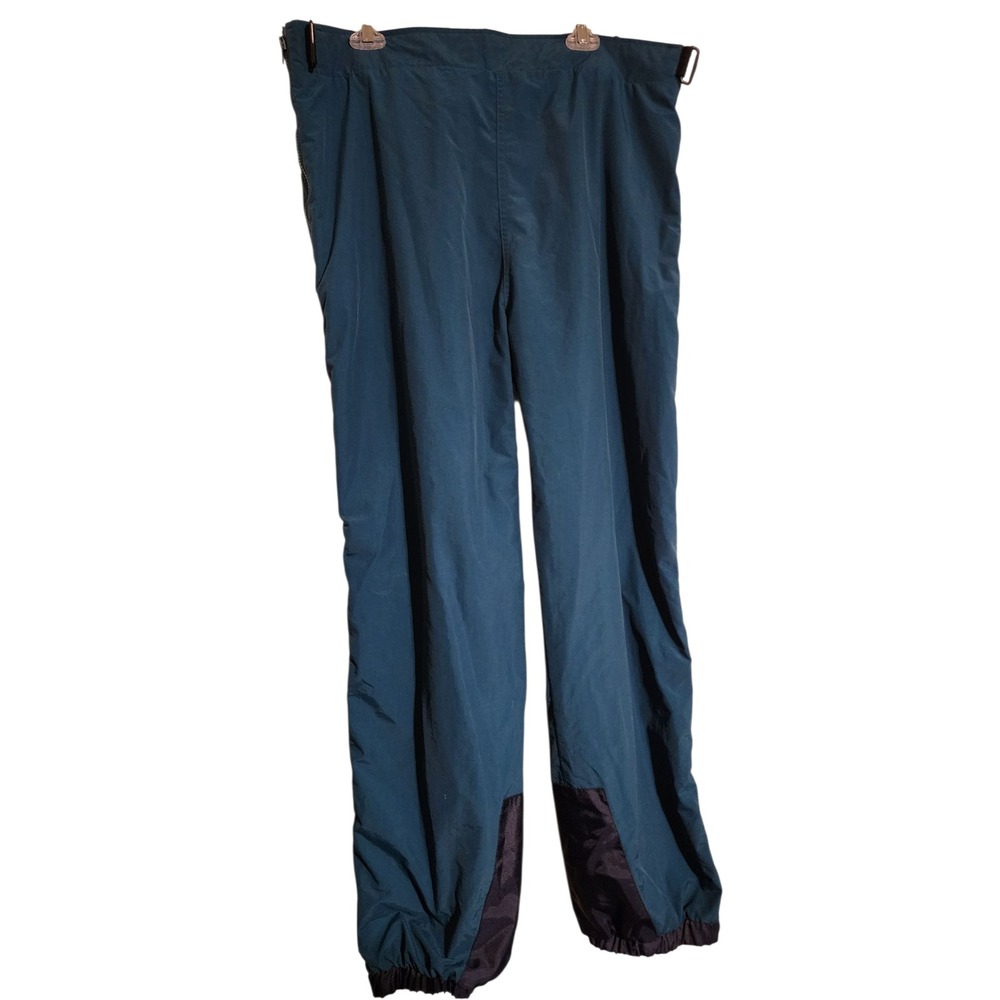 VTG Lands End Mens XL 40-42 Teal Nylon Elastic Waist Snowpants Outdoor Pants